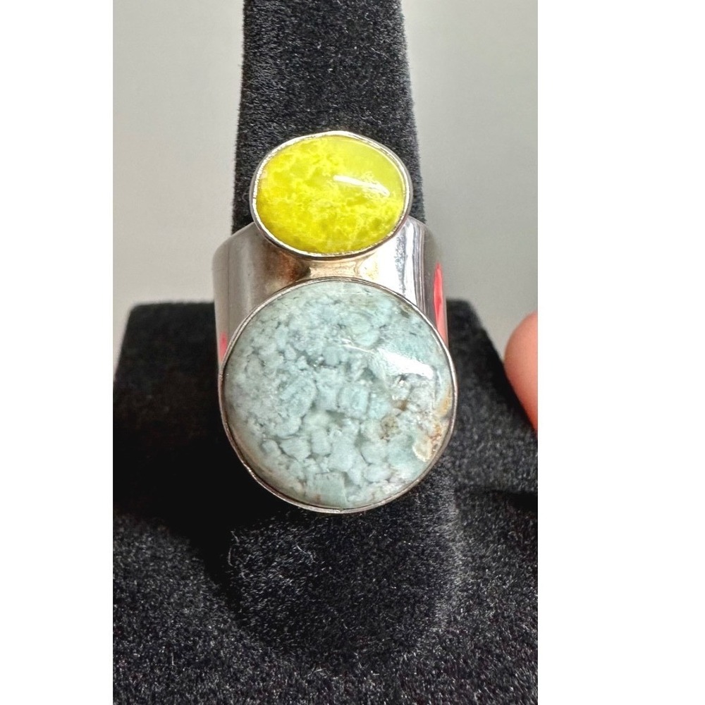 Jay King Mine Finds DTR Sterling Silver Gaspeite Wild Horse Magnesite Ring Sz 6
